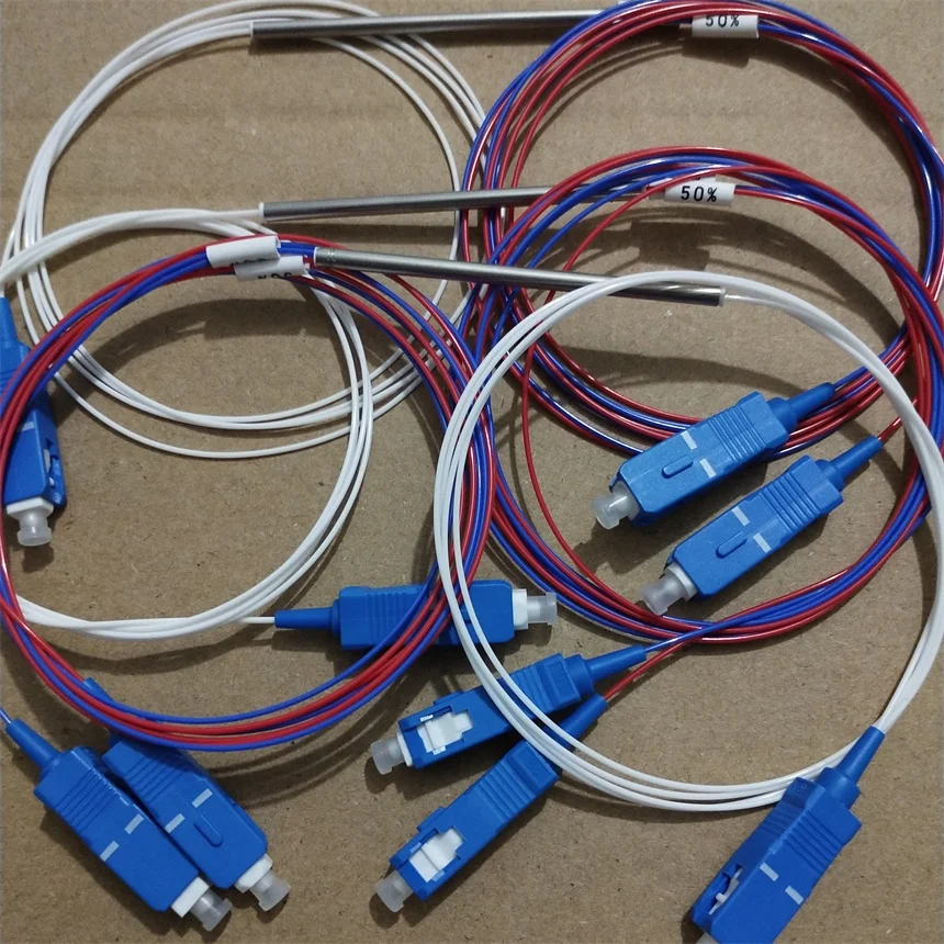 

30pcs packing fiber optic FBT splitter with connector SC UPC 1x2 0.9mm unbalanced coupler 70/30 60/40 optional split ratio