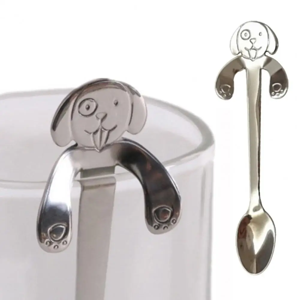 Cute Dog Style Teaspoon Hanging Design Stainless Steel Coffee Tea Soup Sugar Spoon for Restaurant