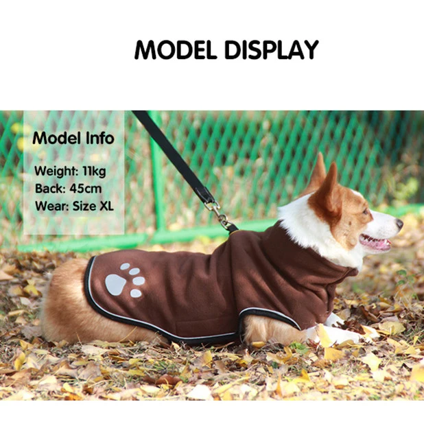 Fleece Dog Jacket Spring Warm Dog Clothes for Small Medium Large Dogs Reflective Windproof Outdoor Pet Coat Elastic Belly Corgi