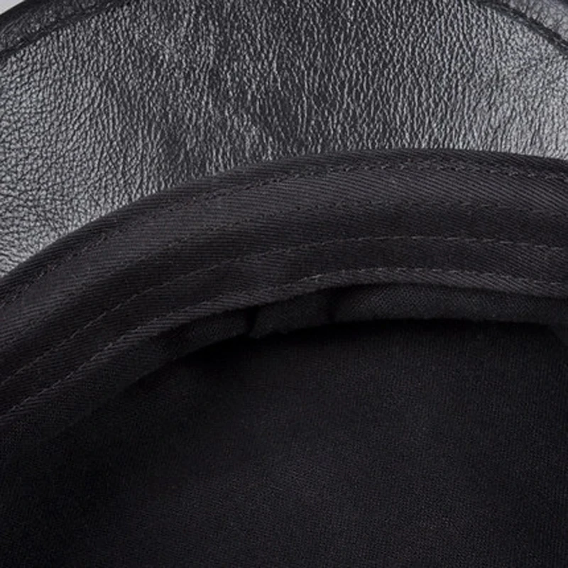 2023 Winter Men/Women Genuine Leather Navy Hats Unisex European/American Streetwear Fitted Black Caps With Belt Outdoor Gorro