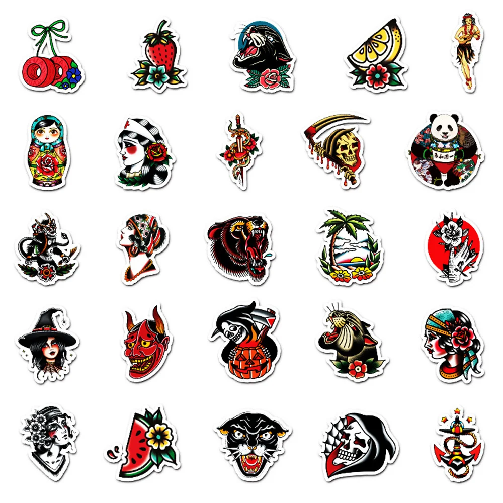 10/30/50PCS Ins Style Personalized Tattoo Pattern Graffiti Stickers Laptop Luggage Scooter Decoration Stickers Wholesale