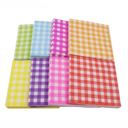 33*33cm 20pcs/lot Plaid Napkins Paper Decoupgae Table Servilletas 8 Colors Optional Tissues Birthday Wedding Party Decoration