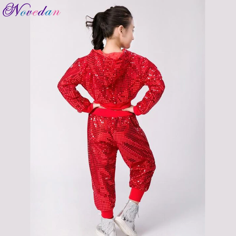 New Children Dance Costume Jazz Wear Women Girls Sequin Hip-hop Dance Jazz Kids Dance Competitions Performance Stage Clothing