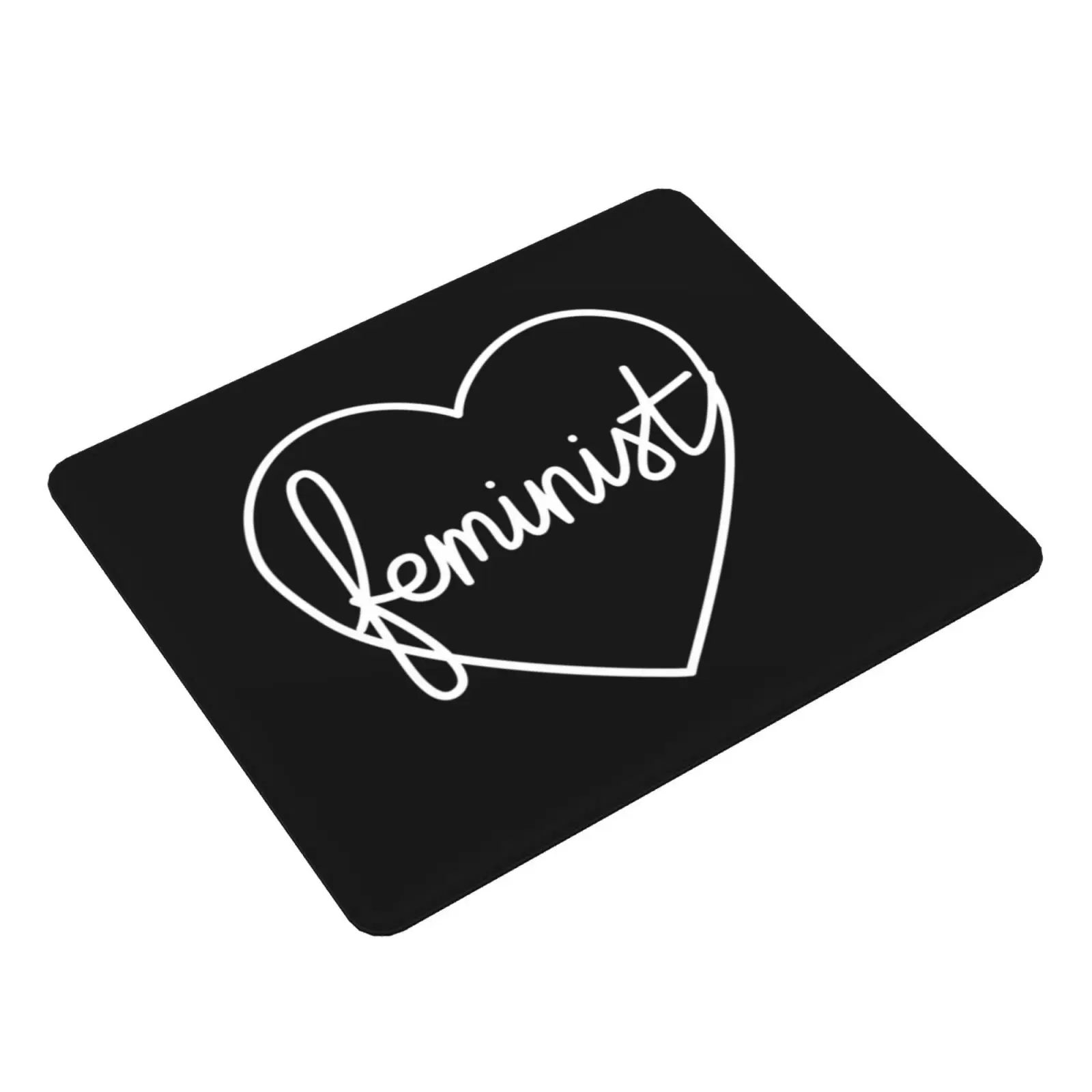 Feminist Heart L | Black Mouse Pad DIY Print Big Large Word Feminist Embroidery Heart Heart Shaped Cute