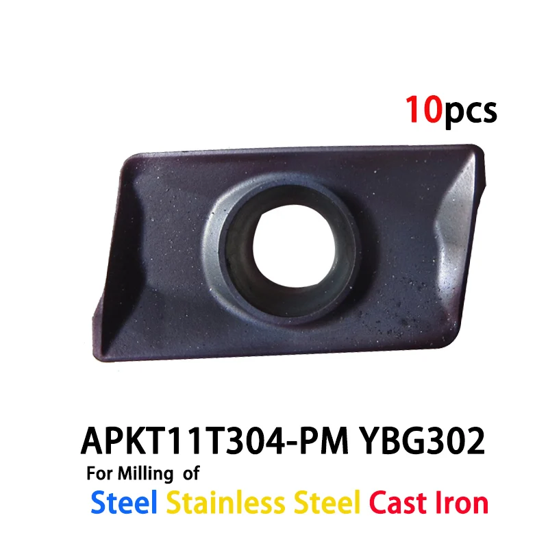 10pcs APKT11T304-PM YBG302 APKT 11T304-PM APKT11T304 ZCC Cemented Carbide Milling Tool Insert