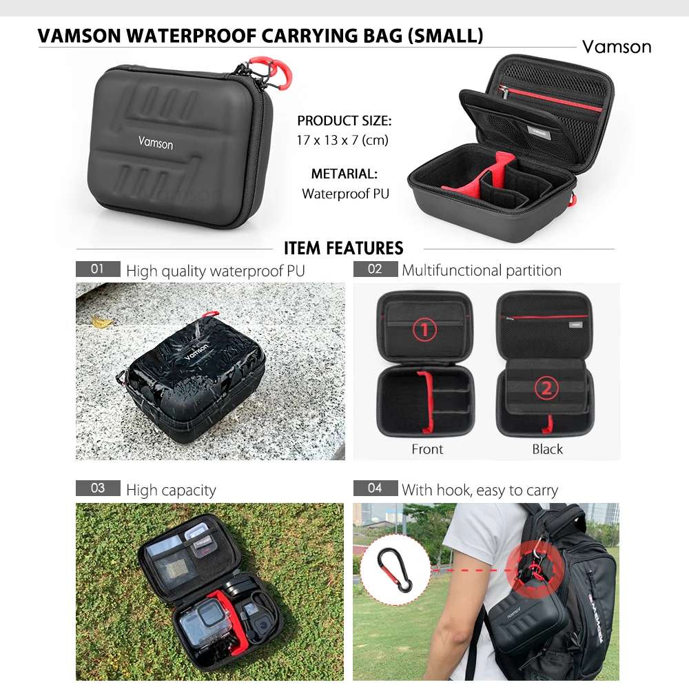 Vamson  for GoPro Hero 8 Black 60m Underwater Waterproof Case Diving Protective Cover Housing Mount for Go Pro 8 Accessory VP651