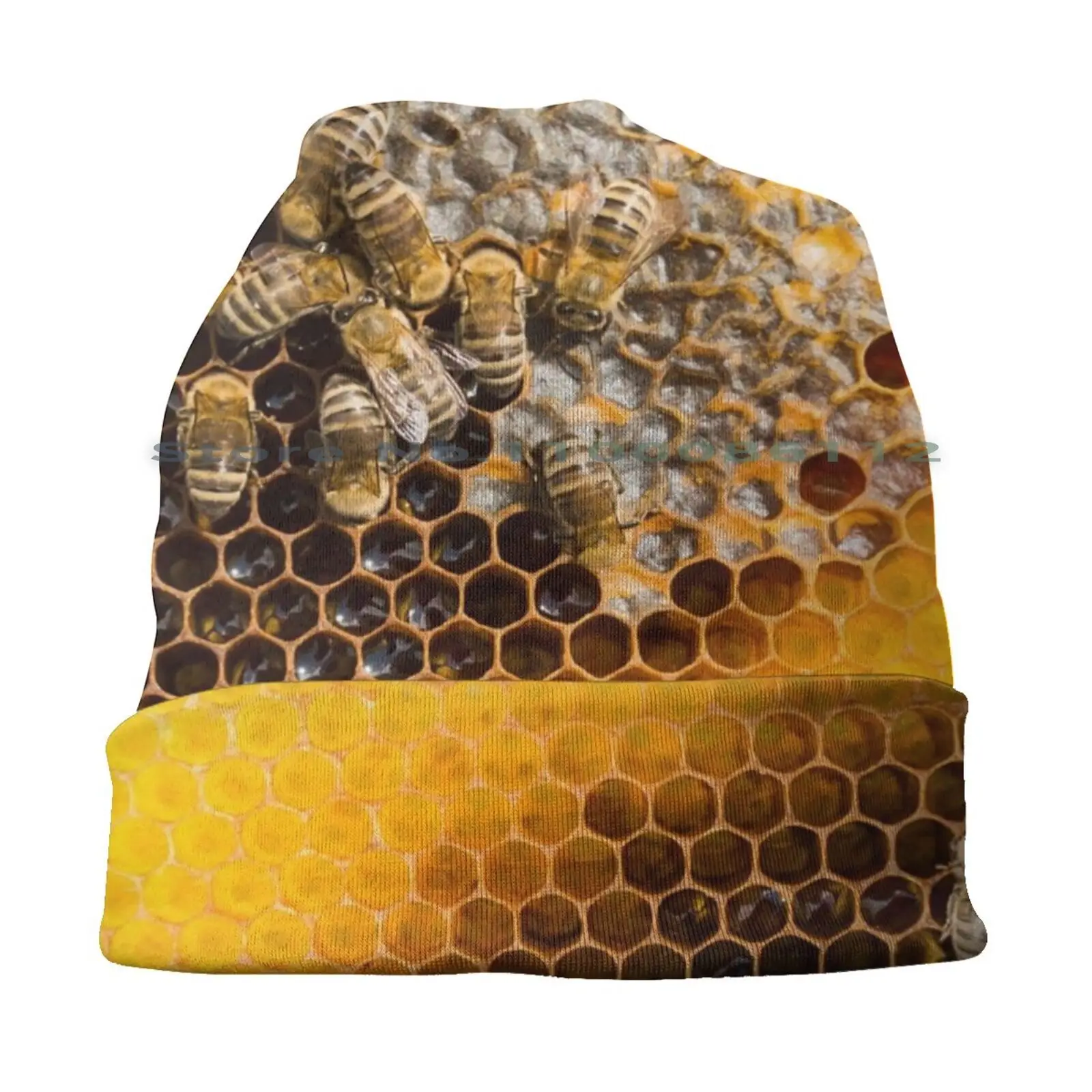 Honeycomb With Bees Beanies Knit Hat Save The Bees Yellow Flowers Cute Black Happy Honeybee Meme Nature Tumblr Animals Be Kind