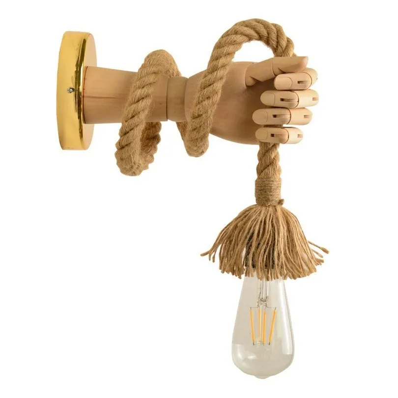 

Hand Wall Lamp Led Indoor Hemp Rope Wall Lights Corridor Wall Aisle Lamp Nordic Rural Retro LOFT Hemp Rope Sconce Light Fixture