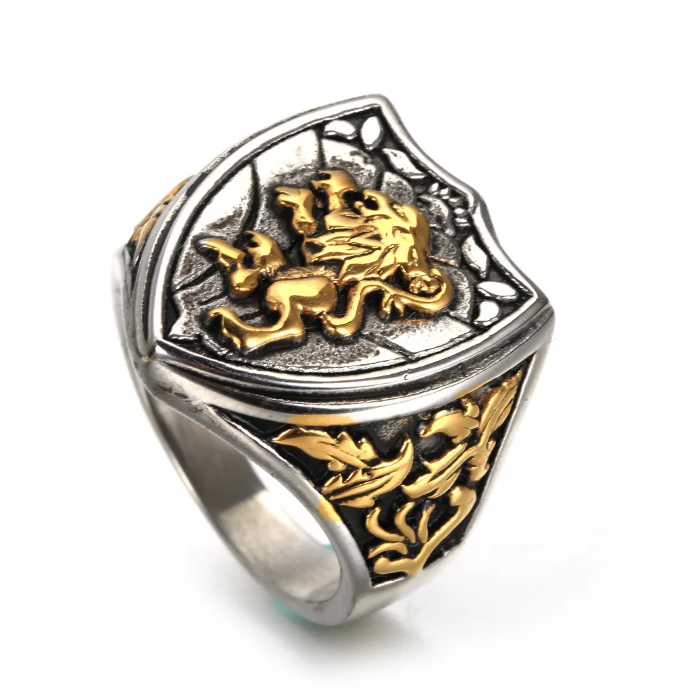 European and American vintage stainless steel lion totem ring titanium steel men's ring jewelry