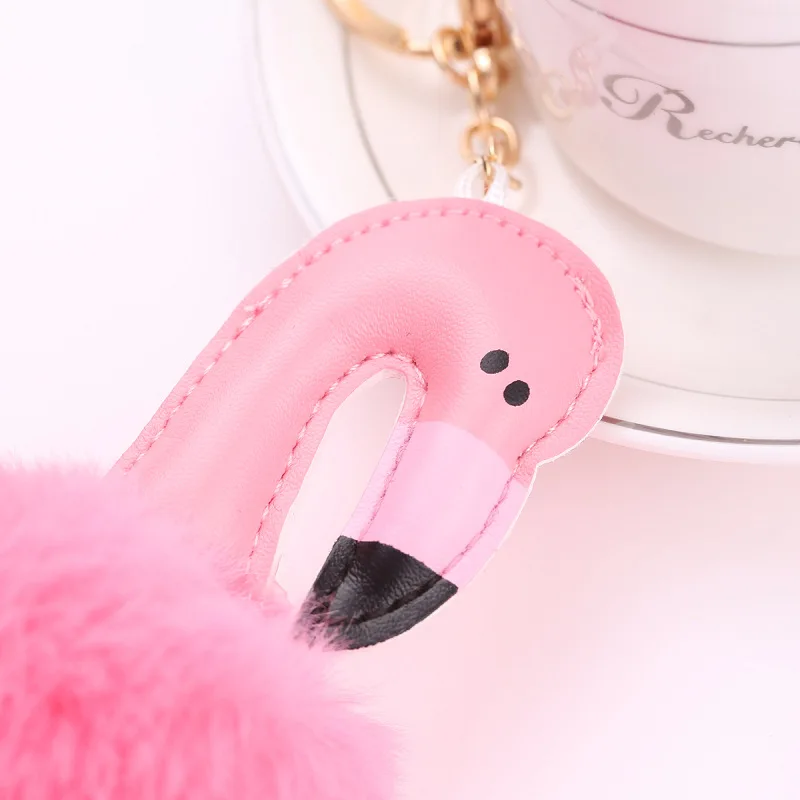 Anime Flamingo With Pom Pom Plush Toy With Keychain Flamingo Key Pendant Soft Stuffed Animal Toys Kids Girls Bag Hang Pendant