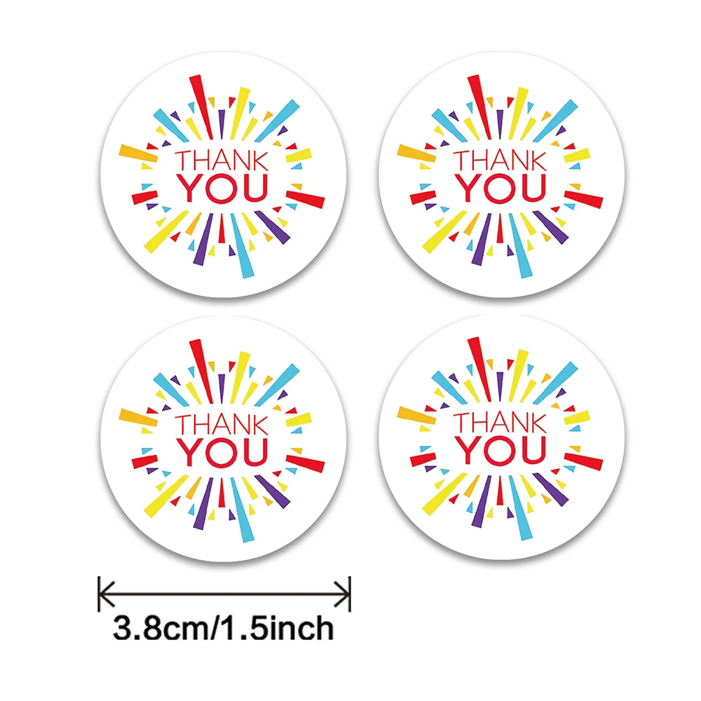 500Pcs/roll 3.8CM Colorful Thank You Round Sticker for Envelope  Party Gift Sealing Business Card Decoration Label