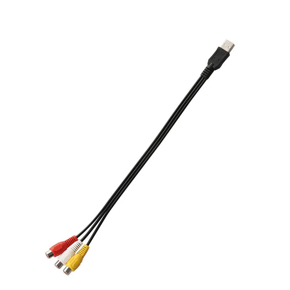 1 sztuk USB wtyk męski do 3 RCA kobieta Adapter konwerter audio wideo AV A/V kabel USB do RCA kabel do HDTV telewizora telewizor przewód