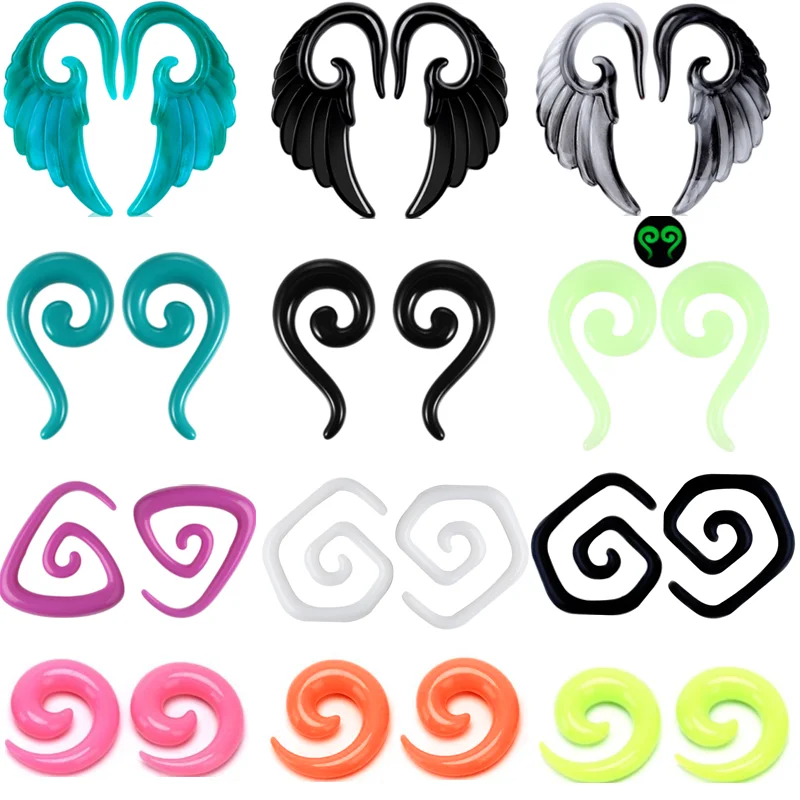 1Pair Acrylic Spiral Ear Taper Gauge Plugs Snail Wings Ear Stretchers Plugs And Tunnels Piercing Oreja Dilataciones Body Jewelry