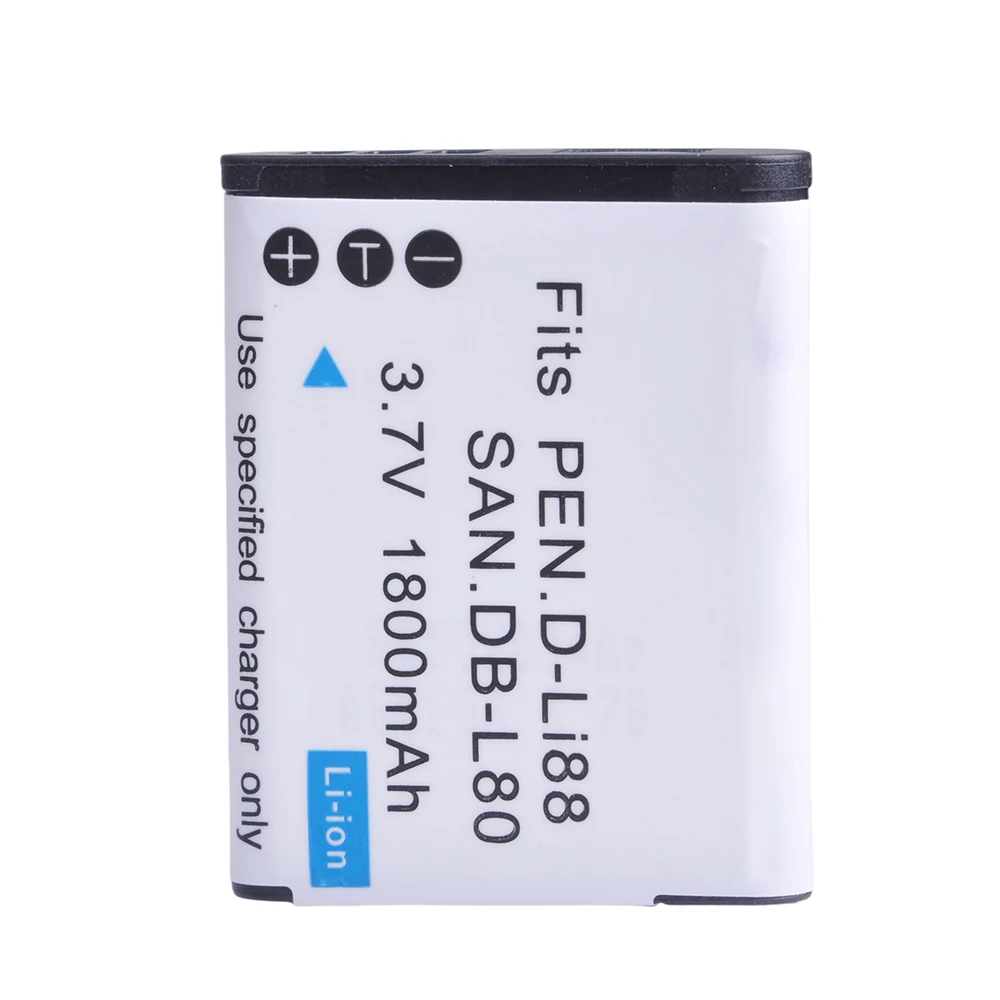 1x1800mAh DLI88 DB-L80 VW-VBX070 batteria agli ioni di litio Bateria per Pentax Optio H90 P70 P80 W90 WS80 Sanyo Xacti DMX-CG11 VP