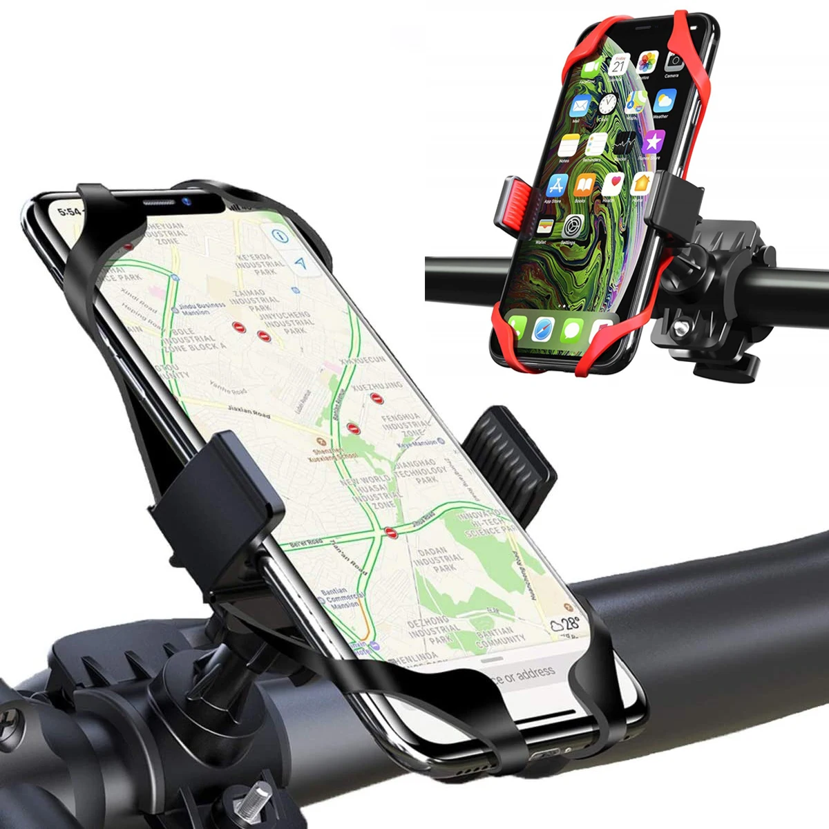 Bicycle Phone Holder Universal Motorcycle Bike Phone Holder Handlebar Clip Stand GPS Mount Bracket For 4-6.8 inch Mobile Devices