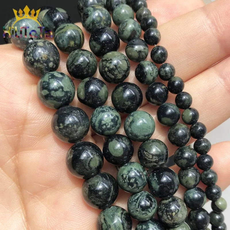 4 6 8 10 12mm Natural Stone Beads Green Eye Jaspers Round Loose Spacer Beads For DIY Jewelry Making Bracelet Accessories 15\'\'