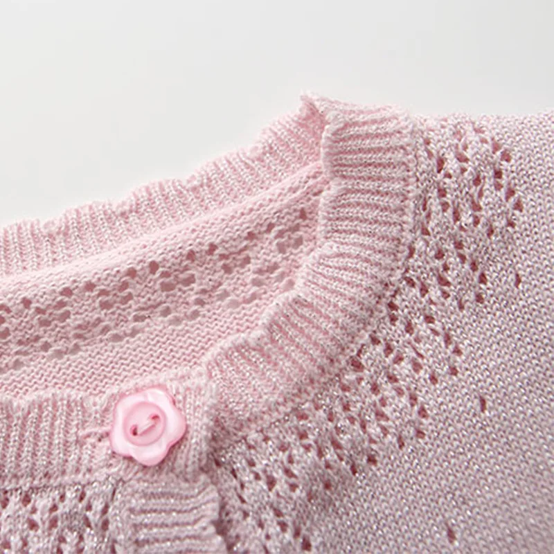 Long Sleeve Children Girls Cardigan Sweater Pink 100% Cotton Girls Coat 1 2 3 4 6 8 10 11 Years Old Kids Clothes 175023