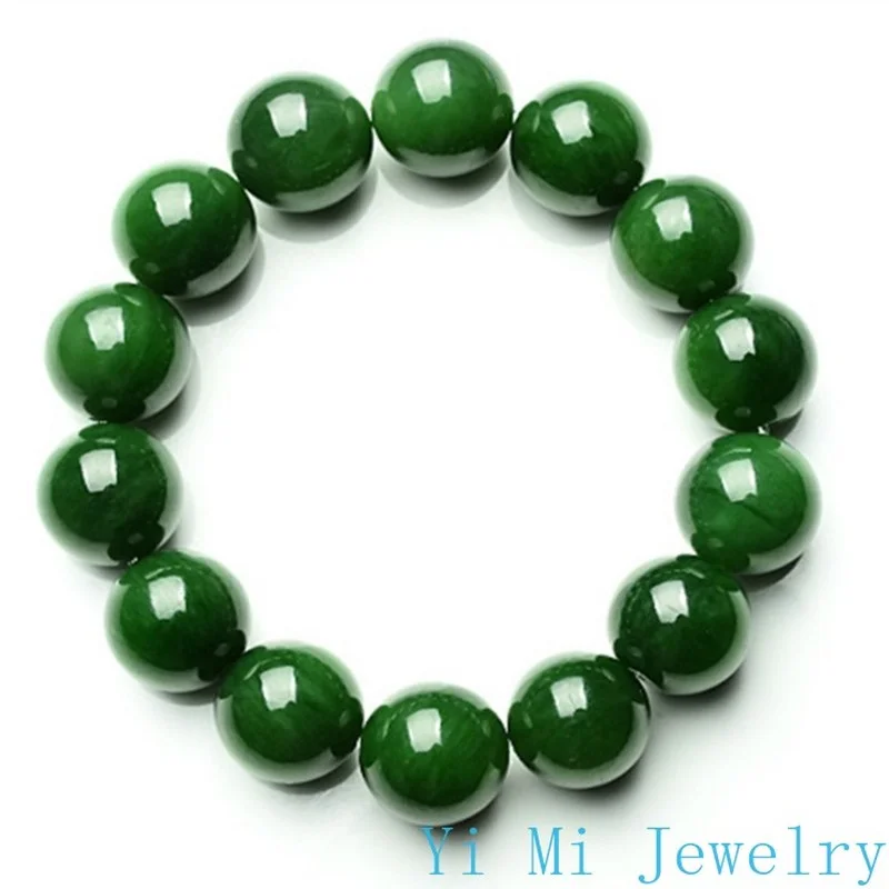 Natural Emerald Bracelet Men and Women Single Circle Round Jade Beads Jasper Bracelet Beads jade jewelry