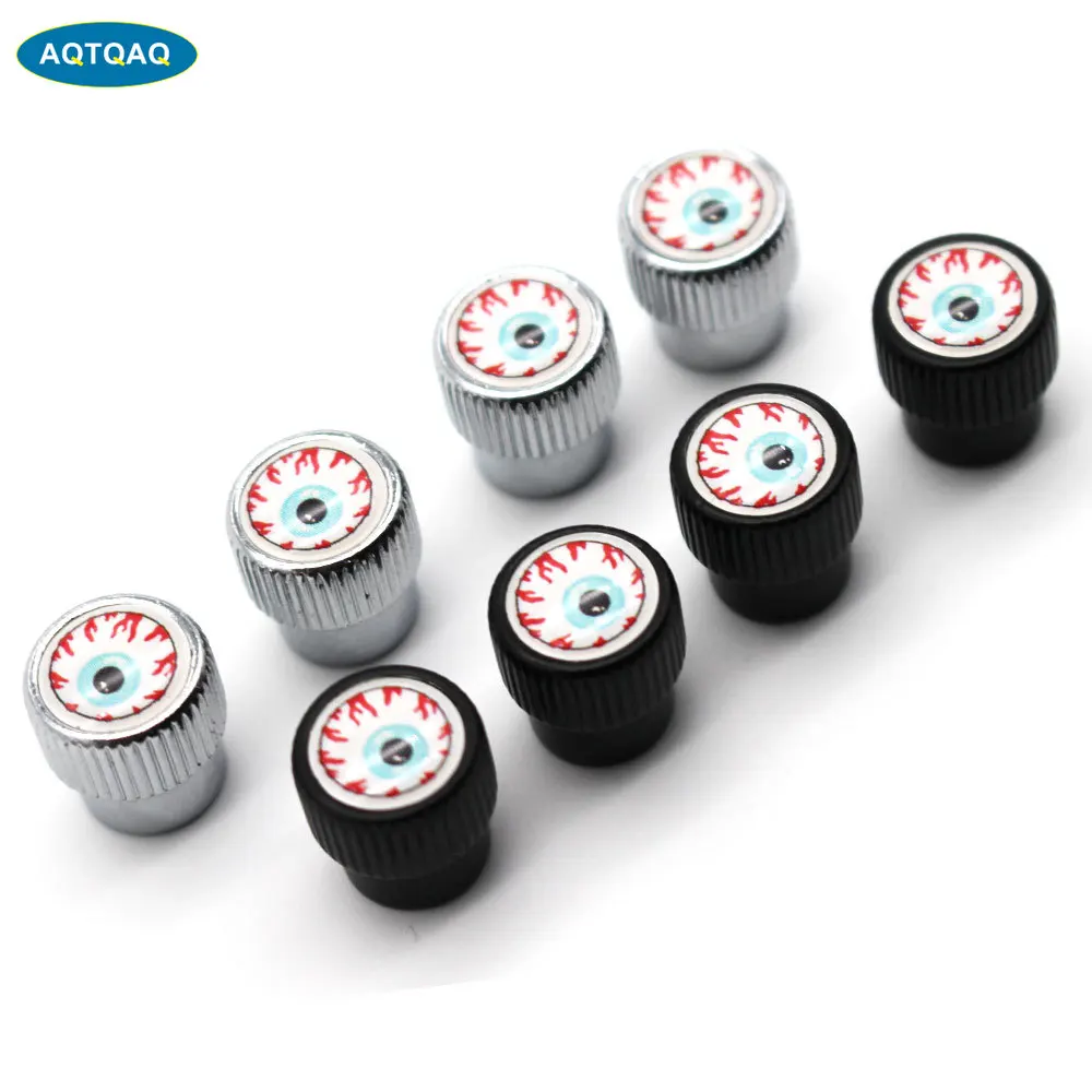 4 Pcs/Set Zinc Alloy Eyeball Style Tire Valve Stem Cap Tire Wheel Stem Air Valve Caps for Auto Cars