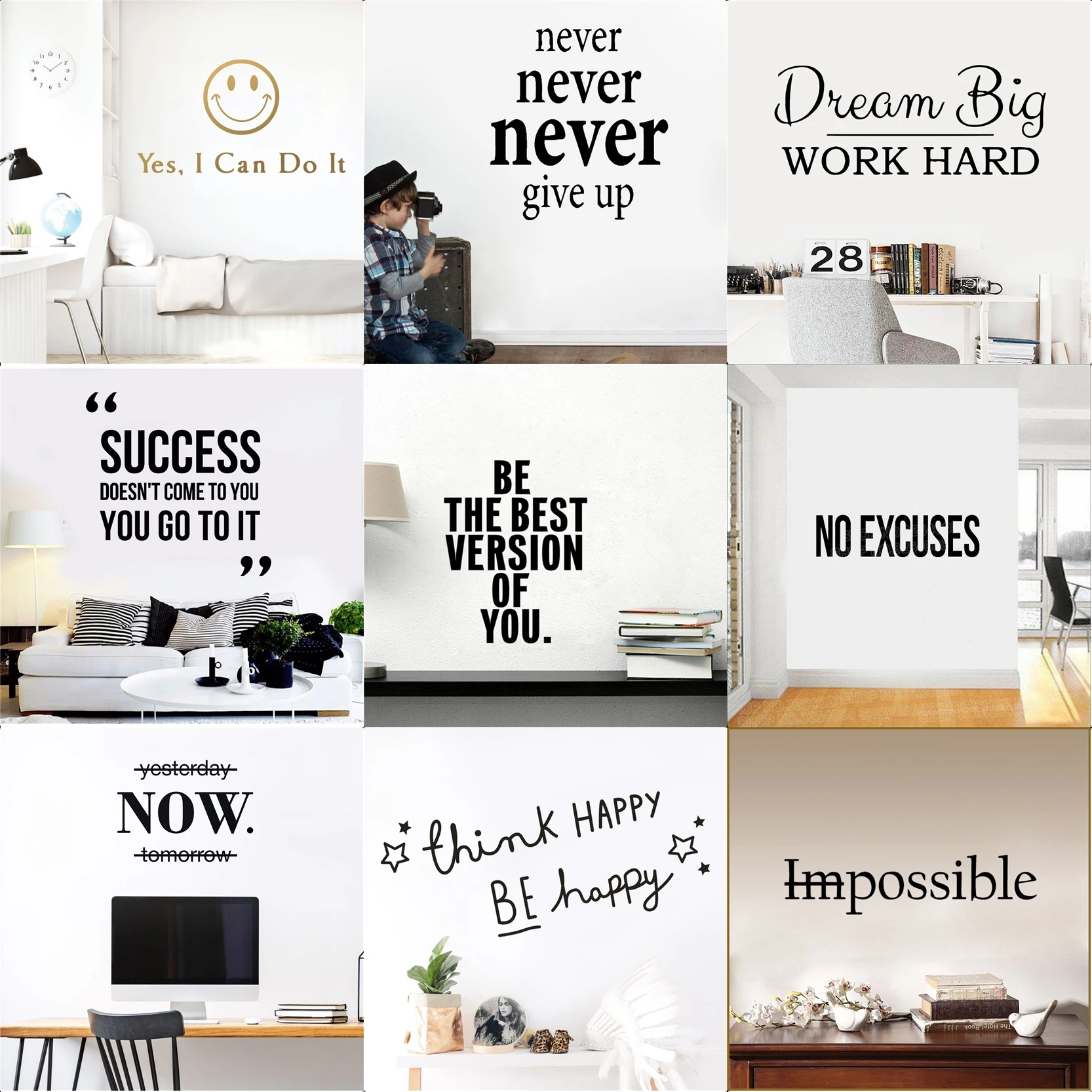 Bigger Motivation Wall Sticker Phrase Quotes For Office Room Decoration Vinyl Decals Art Stickers Vinilo Frases