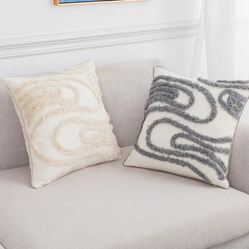 

Inyahome Luxury Nordic Pillow Covers Linen Striped Jacquard Pattern Cushion Pillow for Sofa Couch Living Room Bedroom Coussin