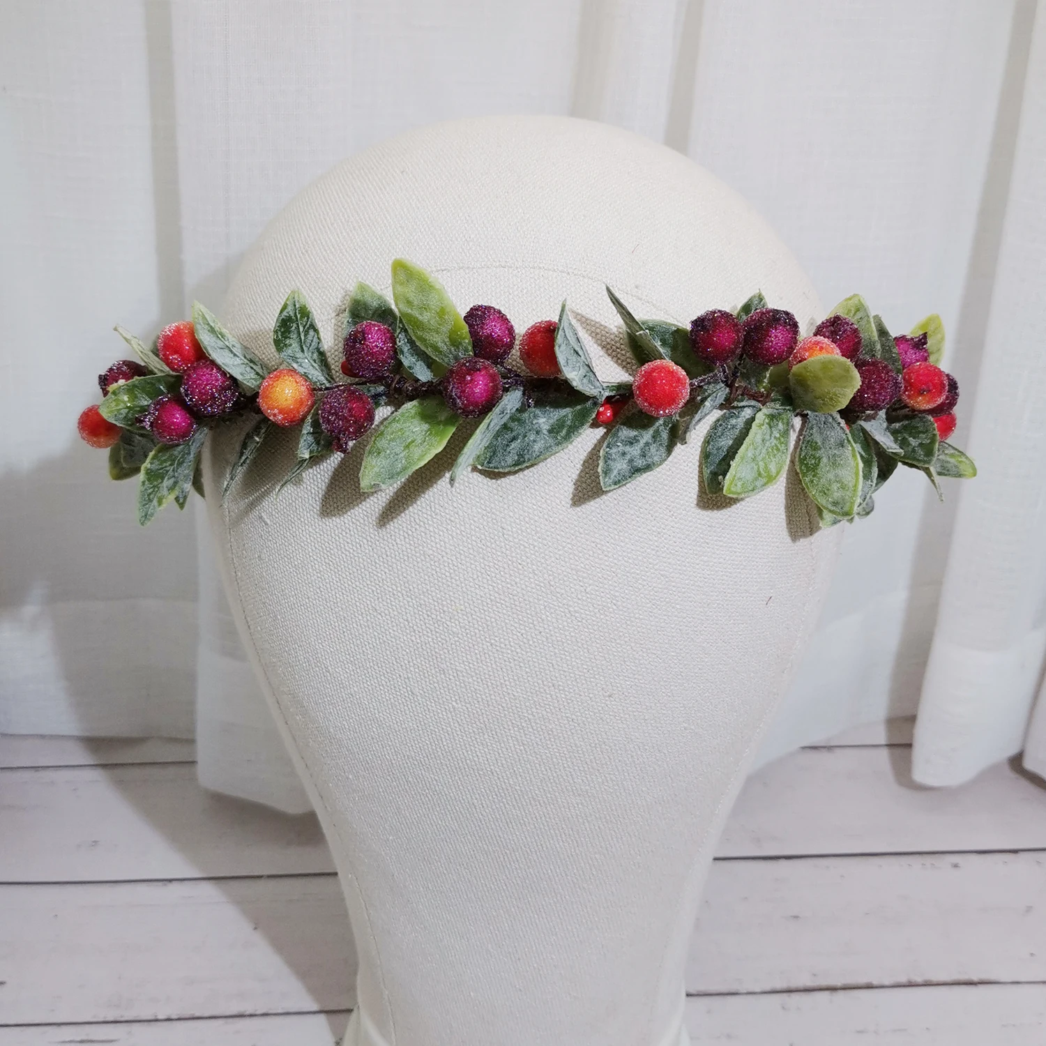 Christmas Flower Crown Festival Headband Women Hair Accessories Headdress New Year Floral Garlands Xmas Flower Headwear