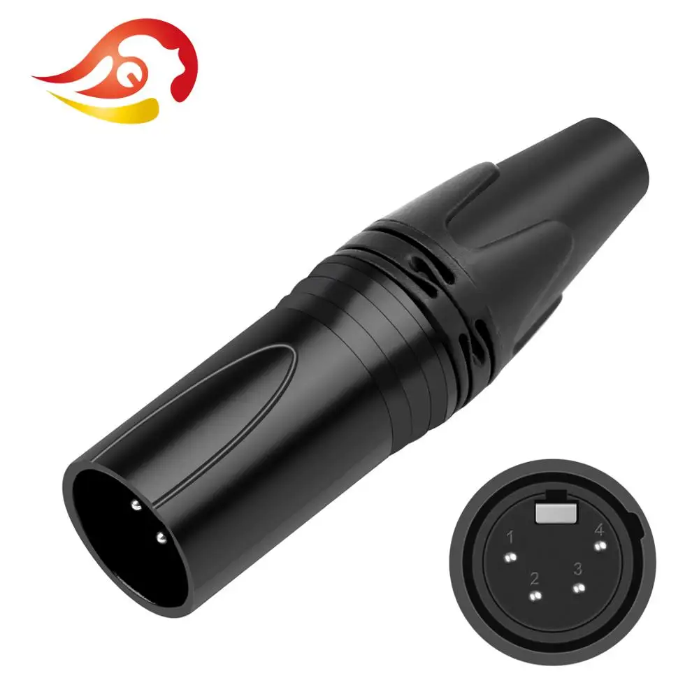 QYFANG 4 Pin stopu metalu XLR głośnik wtyk męski Cannon Splice Adapter mikser do mikrofonu wzmacniacz plastikowa rurka bilans gniazdo Audio