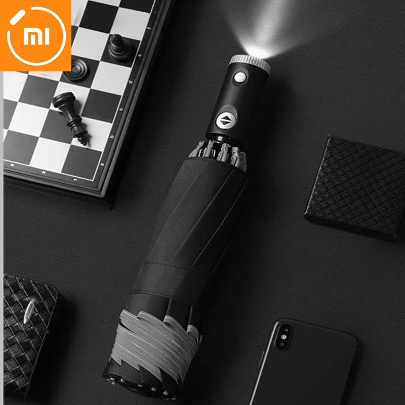 Suitable for Xiaomi Automatic Umbrella Anti-UV Umbrella with Reflective Strip LED Light Umbrella Academy  Tri-fold Umbrella