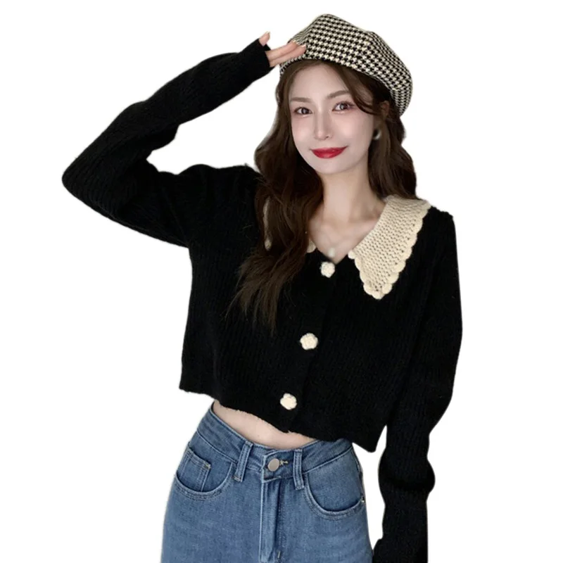 Elegant Lace Beading Cardigans For Women  Sweater Crop Tops Streetwear Casual Outwear Korean Long Sleeve Knitted Tops