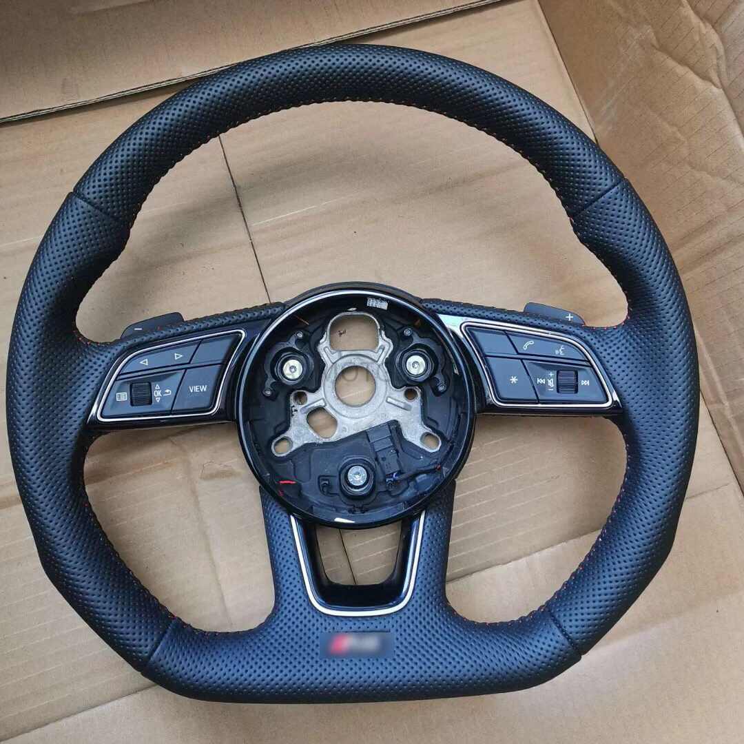 For Audi RS4 S4 RS5 RS3 S3 S5 2018-2021 Cuatomized Carbon Fiber Sports Flat Steering Wheel Alcantara Leather D-Shape Style