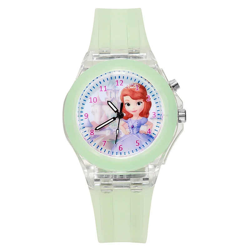 Disney Frozen Princess Sophia Muster Kinderuhr Silikagel Gelee Leuchtende Cartoon LED Spielzeuguhr Mädchen Kinderspielzeug