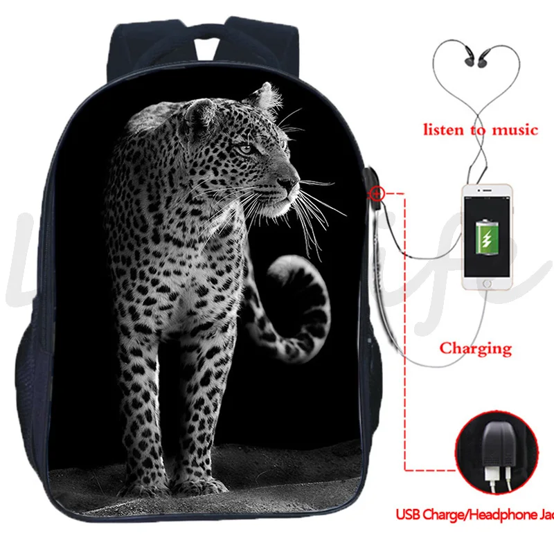 Boys Girls Animal Lion Elephant Deer Zebra Horse Backpack USB Charging Rucksack Custom 3D Printing School Bags Bookbags Mochila