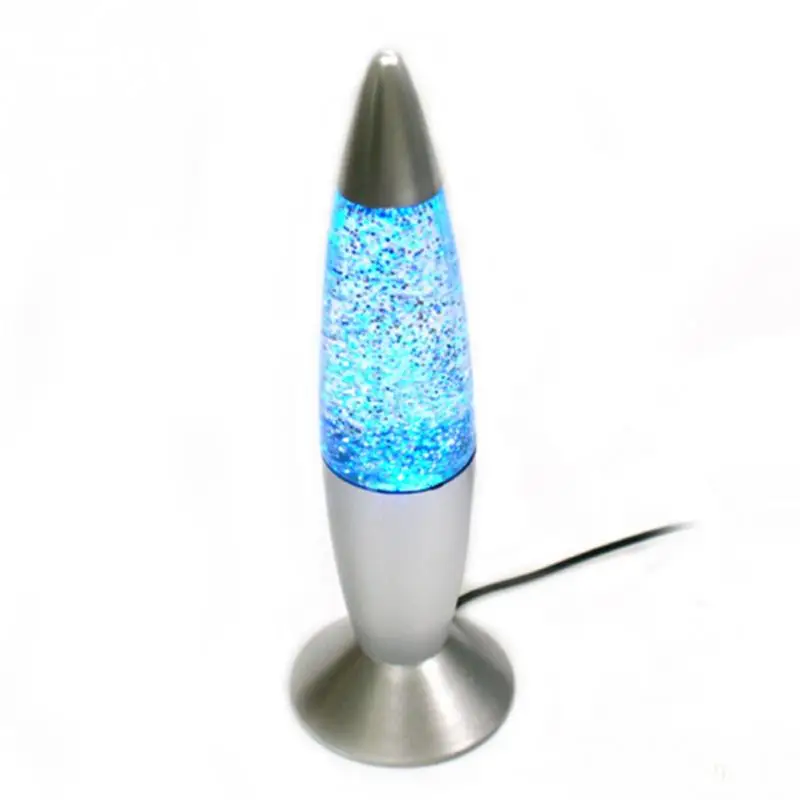 3D Rocket Multi Color Changing Lava Lamp RGB LED Glitter Party Mood Night Light Christmas Gift Bedside Night Lamp Blue,White