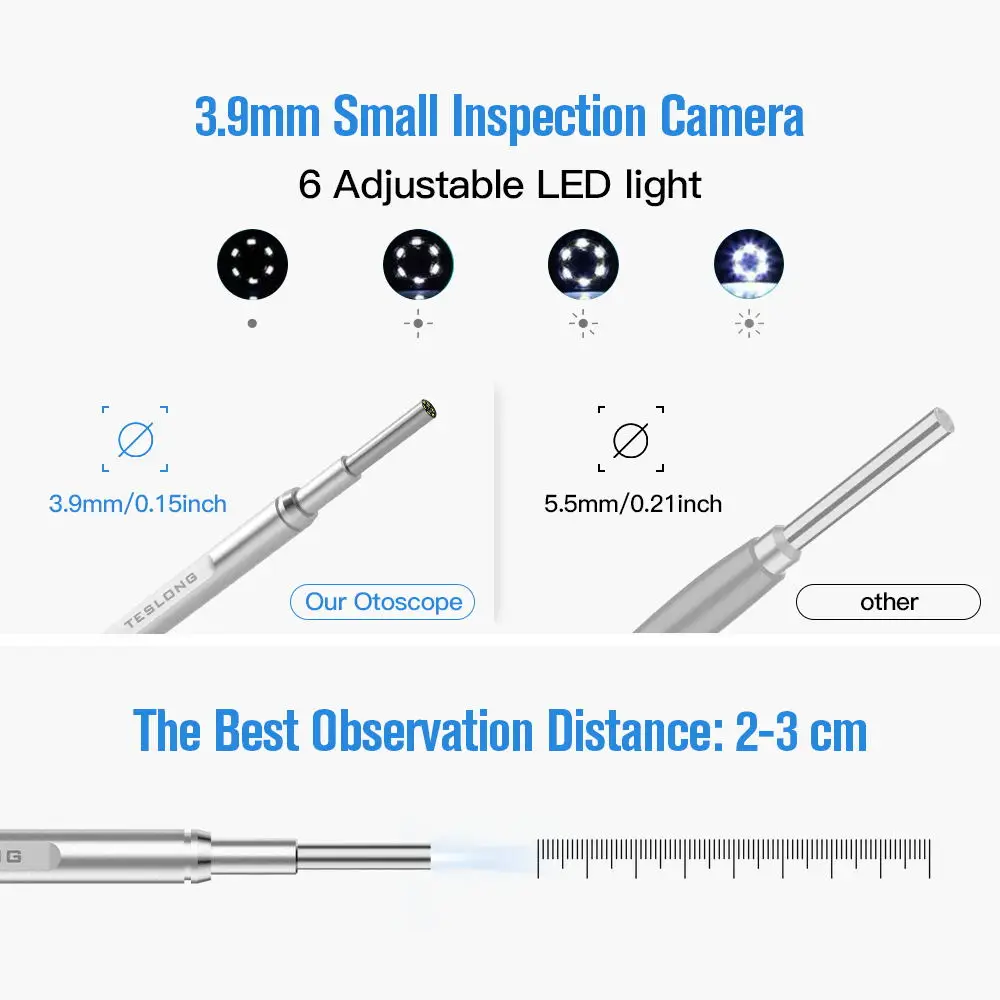 TESLONG 4.5 بوصة IPS شاشة ملونة الرقمية منظار الأذن 1.0MP 1080P HD 3.9 مللي متر عدسة الأذن التفتيش كاميرا 6 المصابيح IP67
