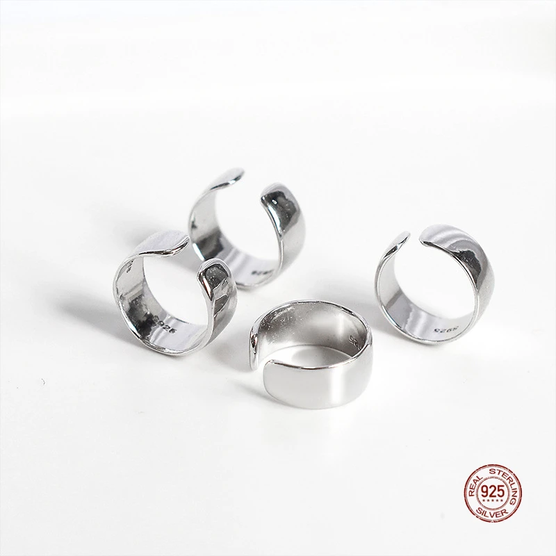 

LKO Real 925 Sterling Silver Smooth Surface Fashion Ear Clip For Women Men Simple Style Cute Earrings Accessories Jewelry