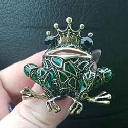 Crystal Frog Brooches for Women Green Color Animal Brooch Pin Luxury Vintage Jewelry Coat Accessories Bijouterie FrogKing