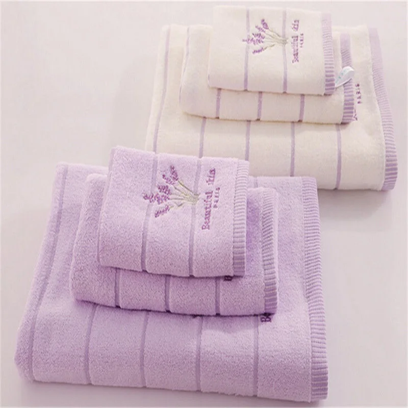 High Quality Bath Towel Cotton Embroidery Lavender Aromatherapy Soft Hand Face Towel Sheet Set 34 x 74cm bath towel New