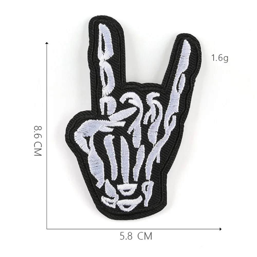 Skull Hand Cartoon Patches Cap Shoe Iron On Embroidered Appliques DIY Apparel Accessories Patch For Clothing Fabric Badges BU500