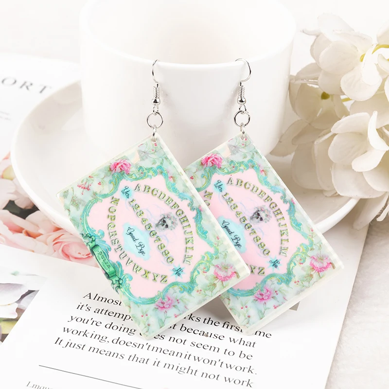 1Pair Fashion Ouija Board Death Moth Butterfly Dangle Earrings for Women Birthday Gift