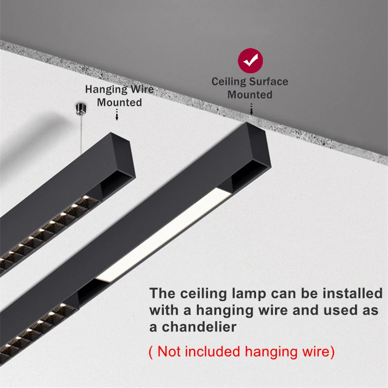 120cm liniowy drążek LED LED sufitowa powierzchnia lampy zamontowana długa taśma światło kratki salon biurowy reflektor reflektor 45W