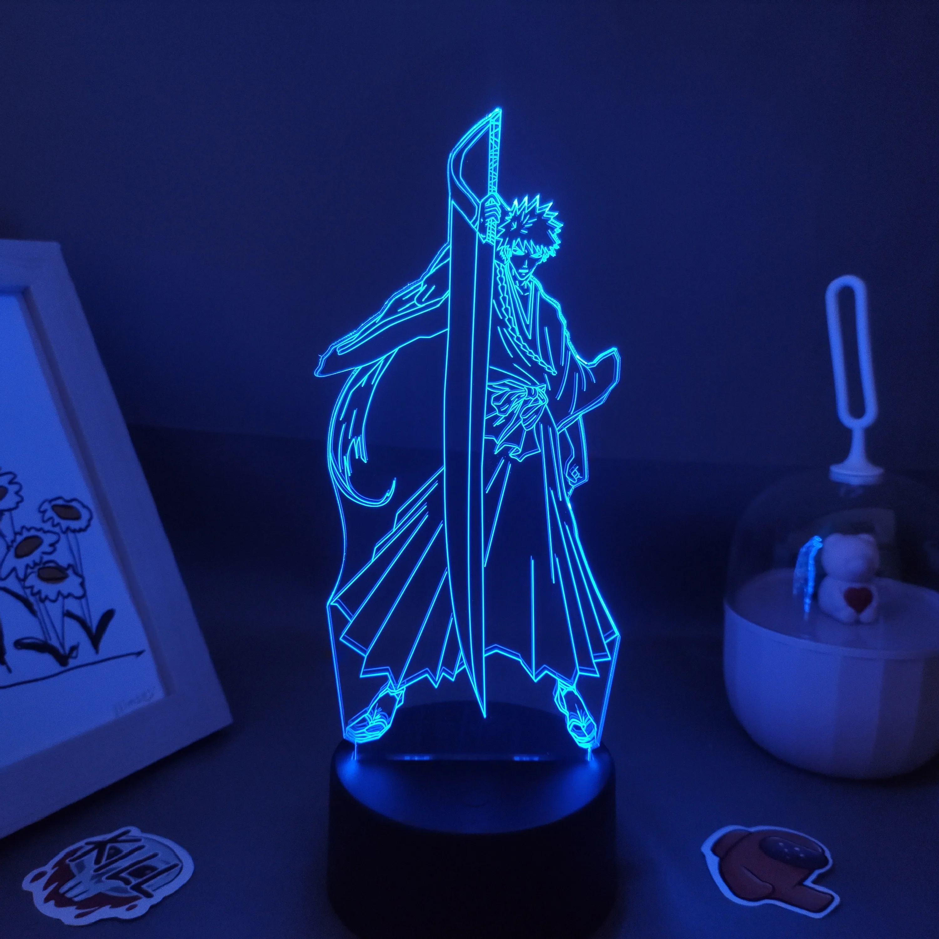 Anime Bleach Figure Kurosaki Ichigo 3D LED Neon Nightlights Birthday Gift for Friends Otaku Bedroom Table Decor Manga Lava Lamps