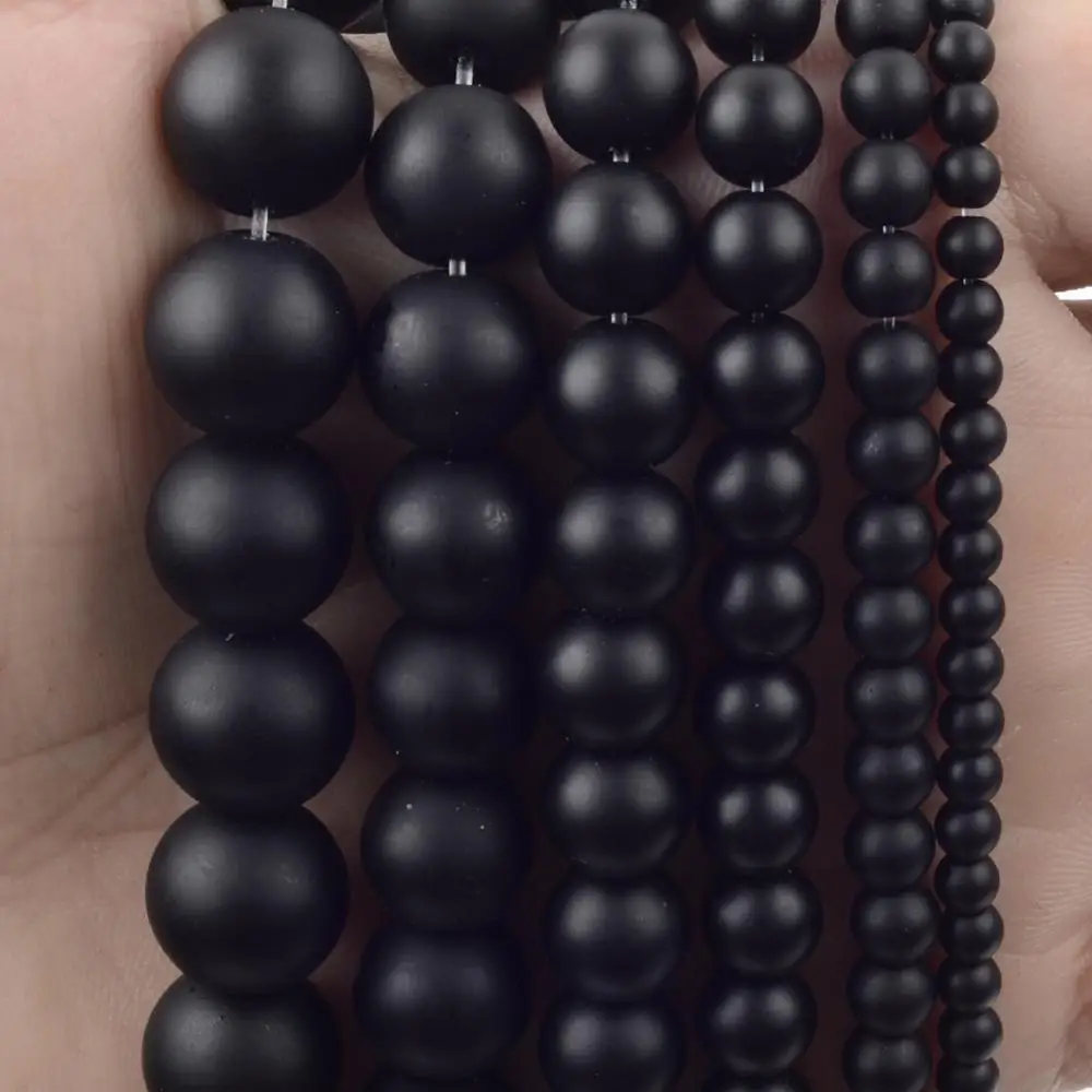 5A Natural Stone Smmoth Matte Black Agates Onyx Beads Round Loose Beads for Jewelry Making Diy Bracelet 4 6 8 10 12mm Wholesale