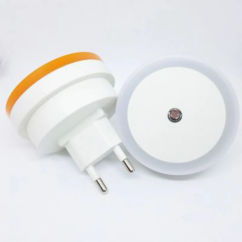 LED Night Lamp EU US Plug Round Intelligent Light Control Sensor Colored Lights for Children's Bedroom Lighting Christmas Gift