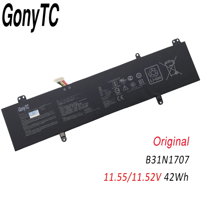 GONYTC 42W Genuine Battery B31N1707 3ICP5/57/81 for ASUS VivoBook S14 S41OUQ S41OUN  S41OVN Original Notebook 11.55V/11.52V