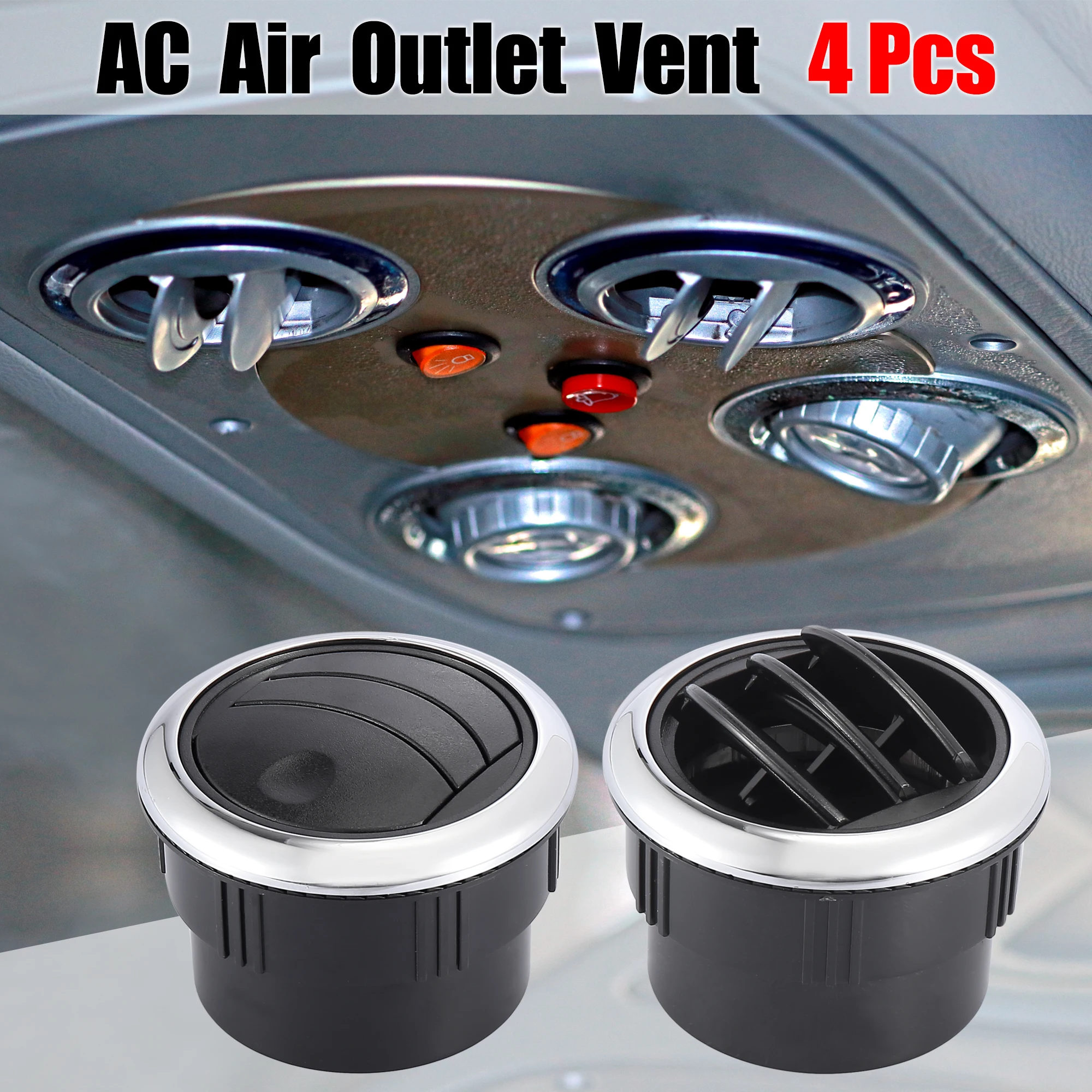 Uxcell 4Pcs Round AC Air Outlet Vent Louvered Dashboard Electroplate Knob for RV Bus Boat Yacht Caravan 87mm 75mm 70mm 46mm