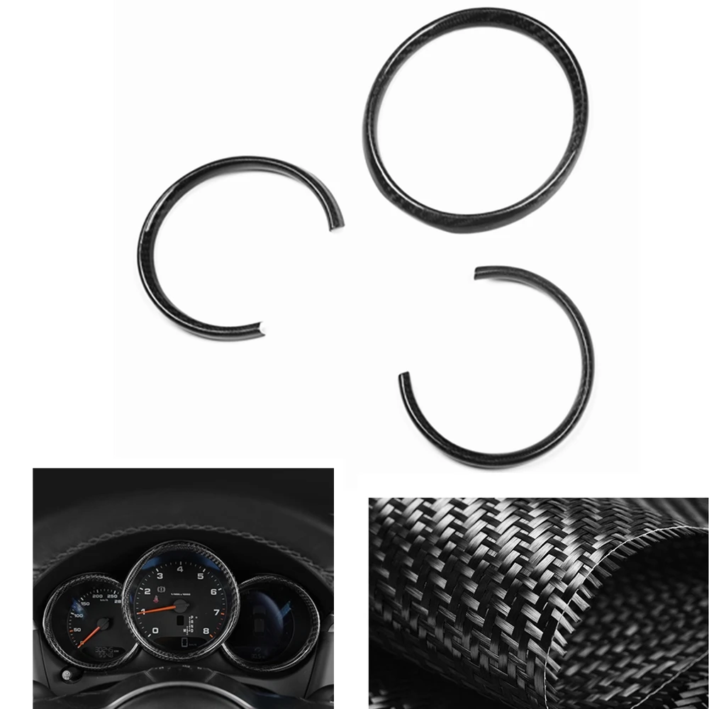 

For Porsche Macan 2014-2020 Car Dashboard Cover Trim Real Carbon Fiber Gauge Pod Dash Board Speed Panel Ring Frame Sticker Strip