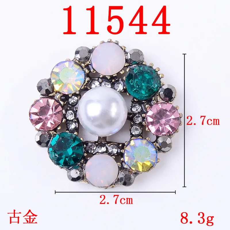 5 Pcs/Lot Acryli Snowflake Alloy Rhinestone Buttons Flower Round Plate Diamond Buckle DIY For Shoes Clothing Hand-made Material