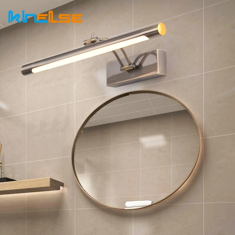 Modern LED Bathroom Wall Lamp With Switch Waterproof L40/55/70CM Cosmetic Mirror Sconce Stainless Steel Home Wall Lights Fixture