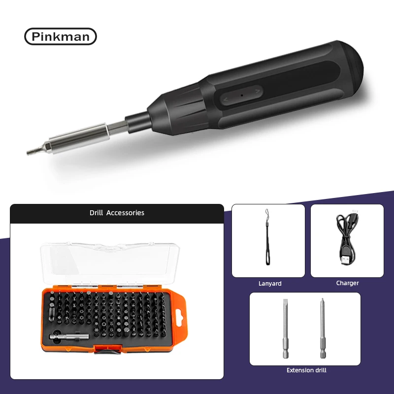 

Pinkman Cordless Electric Screwdriver Battery Electric Power Hand Tools Mini Drill And Impact Screwdriver Kit Set Rechargeable