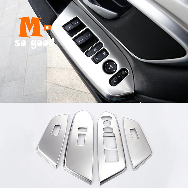 

Stainless Steel 2017 2018 2019 2020 for Honda CR-V CRV Car Door Armrest Window Glass Lift Switch Button Cover Trim Accessories